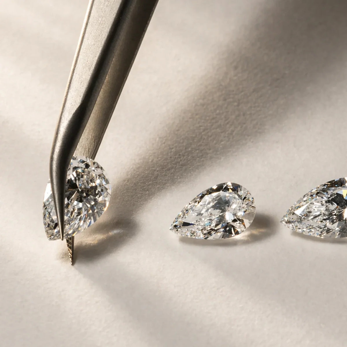 Close-up of a certified lab-grown diamond showing its clarity and cut